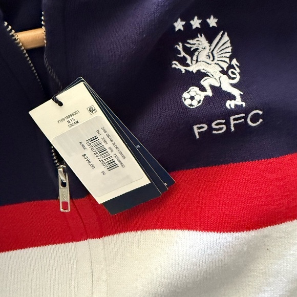 Polo by Ralph Lauren Navy and White Cotton-Blend Full-Zip Sweater - Picture 6 of 9